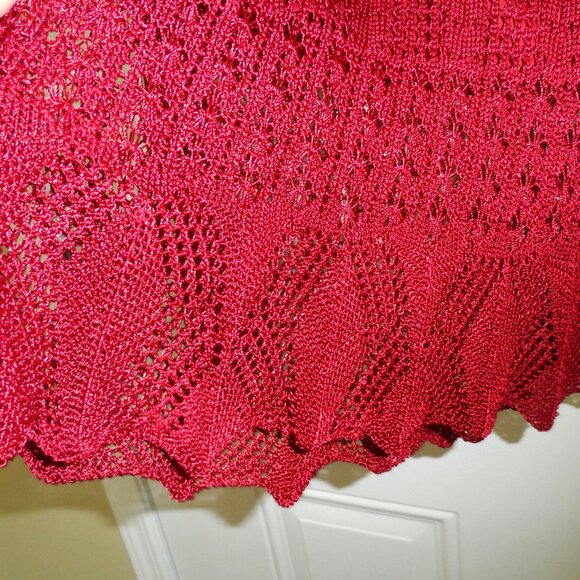 Tradition Burgundy Crochet Knit floral  Blouse size XL - Picture 6 of 13